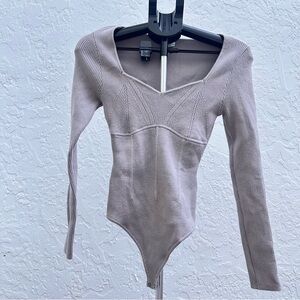 Abercrombie & Fitch Taupe Ribbed Bodysuit
